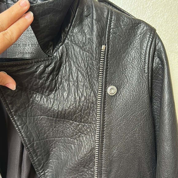 Allsaints Hadi Biker leather jacket sz 4 | black moto jacket EUC - Picture 3 of 16